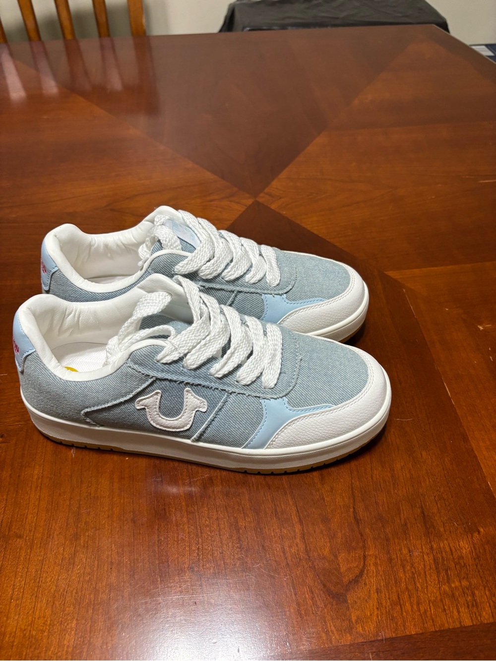 True Religion Kids Light Blue & White Low-Top Sneakers with Denim Upper
